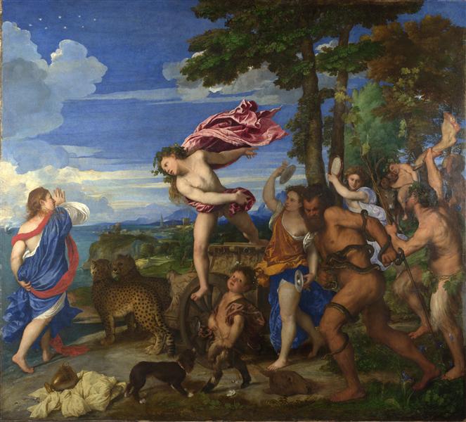 Esta es una imagen de la pintura de Tiziano, donde está Baco y Ariadna